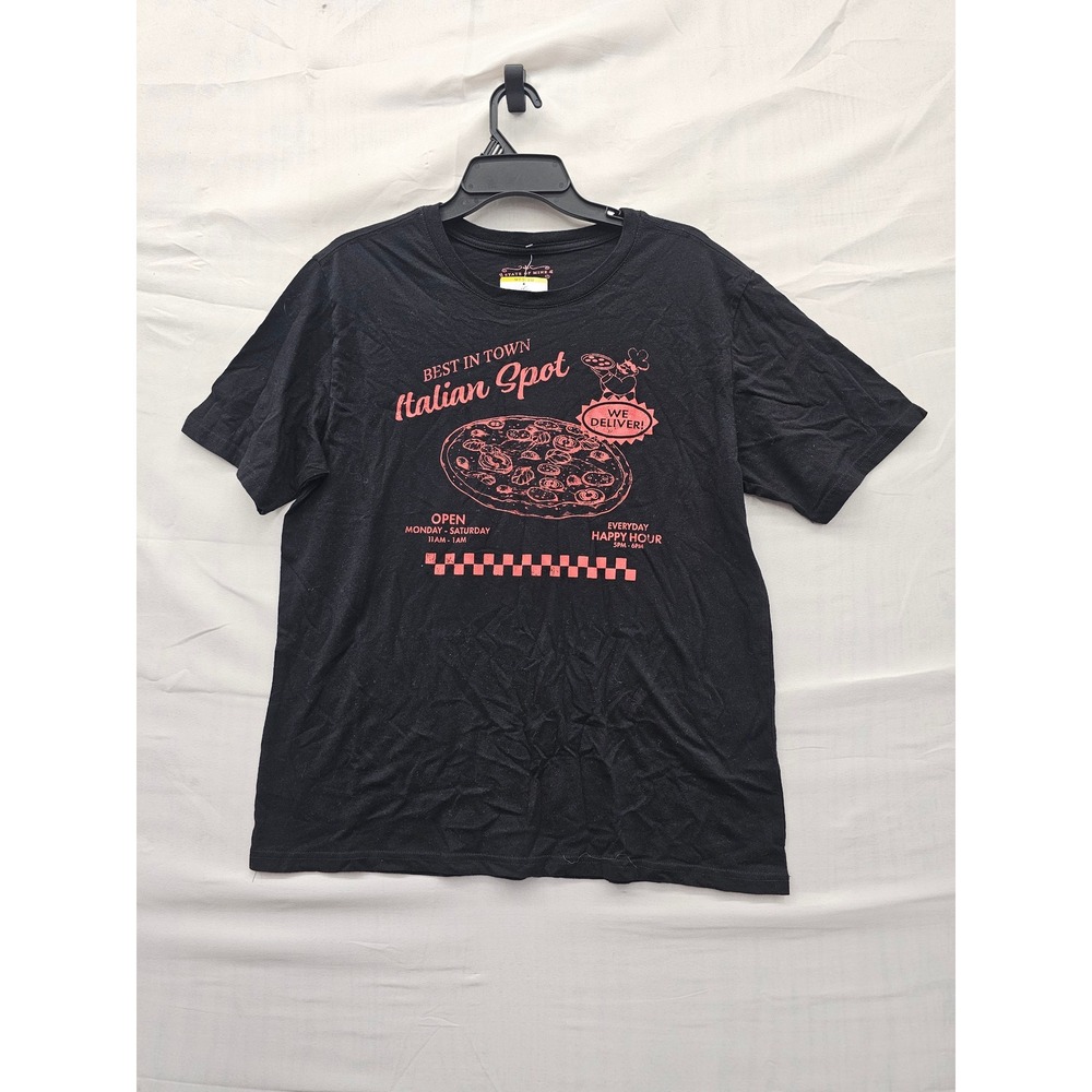 State of Mine Womens Italian Spot Graphic T-Shirt Black Cotton Casual Size M